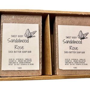 Sandalwood Rose Organic Moisturizing Shea Soap Bar Sweet Body (2 PACK)